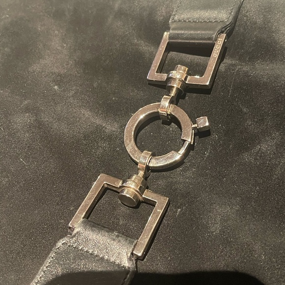 🔥Authentic Gucci Black on black shoulder bag suede and leather 001 4052 - Picture 10 of 16